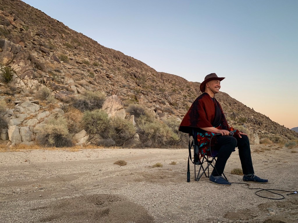Ajahn Samvara speaking in the desert